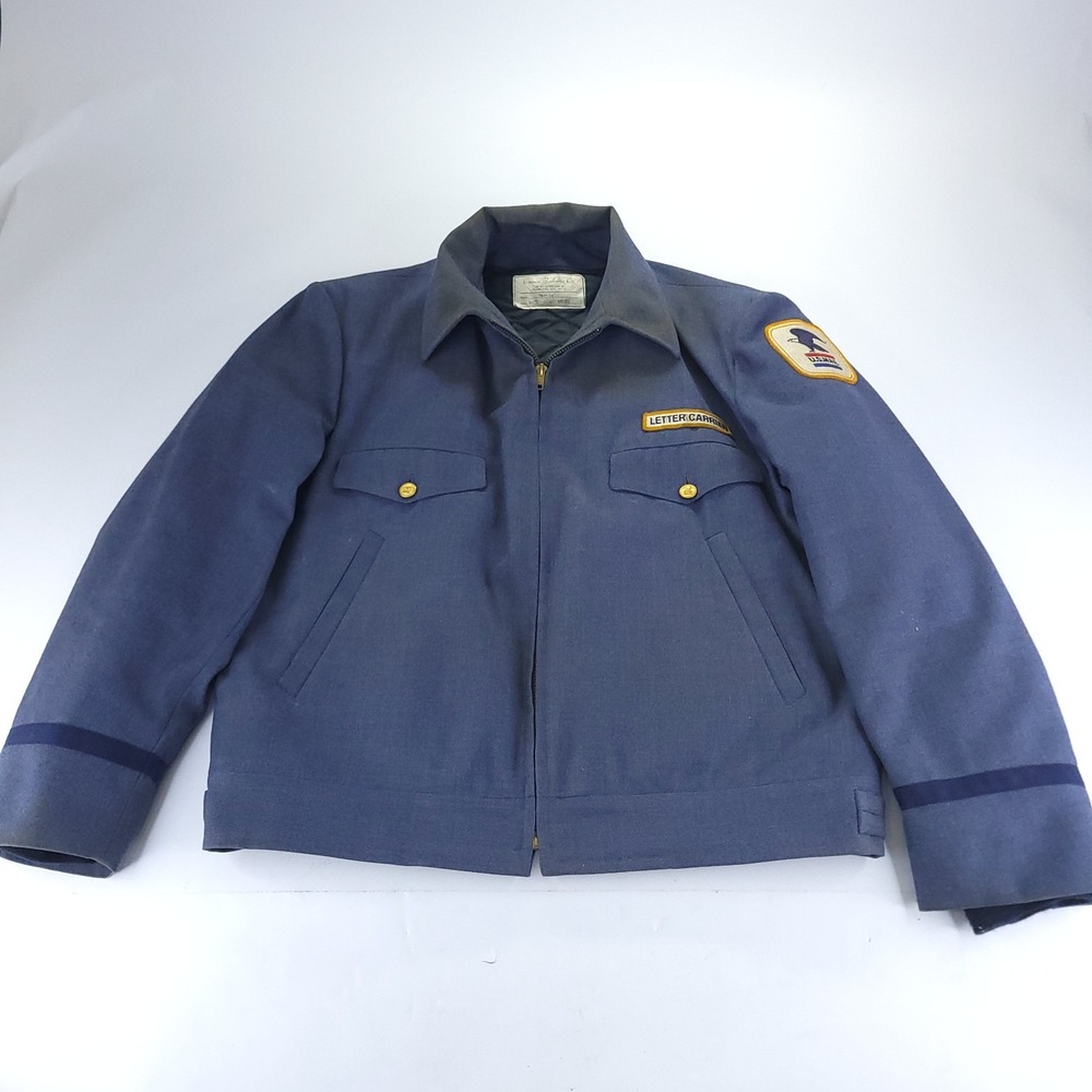 VTG 70s US Postal Service Letter Carrier Jacket Medium Blue Insulated Union Made